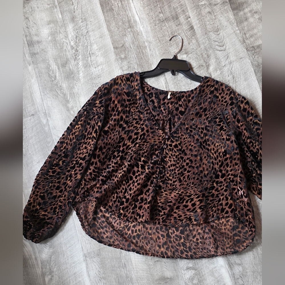 We The Free Animal Print V-Neck Blouse